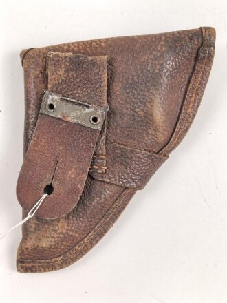 Pistolentasche braunes Leder. Keine Markierungen, Alter und Herkunft unbekannt, Höhe auf der Magazinseite gemessen 13cm