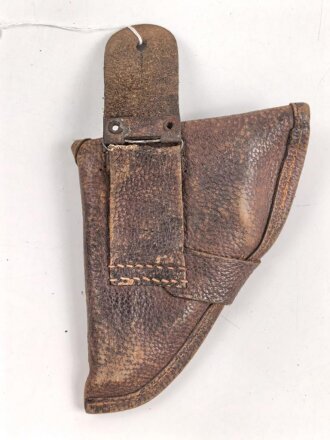 Pistolentasche braunes Leder. Keine Markierungen, Alter und Herkunft unbekannt, Höhe auf der Magazinseite gemessen 13cm