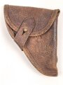 Pistolentasche braunes Leder. Keine Markierungen, Alter und Herkunft unbekannt, Höhe auf der Magazinseite gemessen 13cm