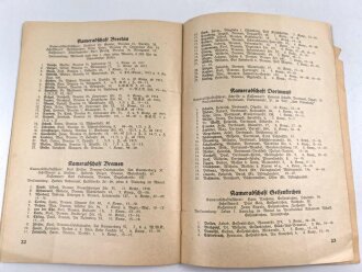 "Mitglieder Verzeichnis des Bundes 5. Gardisten" datiert 1937, 32 Seiten, DIN A5, eingerissen