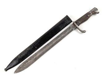 Seitengewehr Modell 1898/05 mit preussischer Abnahme von 1916. Schleifspuren im Bereich des Drückers, sonst gut.