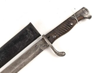 Seitengewehr Modell 1898/05 mit preussischer Abnahme von 1916. Schleifspuren im Bereich des Drückers, sonst gut.