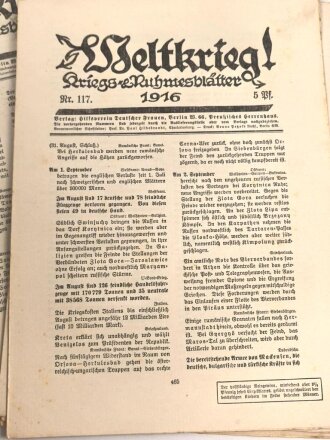 1.Weltkrieg, Konvolut "Weltkrieg Kriegs und Ruhmesblätter 1916" nicht auf vollständigkeit geprüft, DIN A4