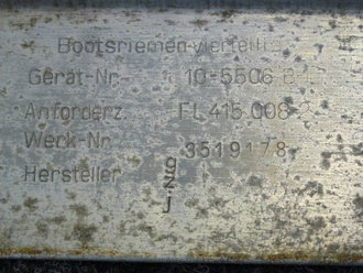 Bootsriemen vierteilig Luftwaffe für Seenotschlauchboot, ungereinigtes Set