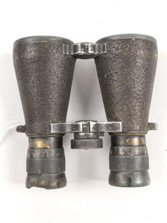 Kaiserreich und 1.Weltkrieg, Fernglas 08 von Carl Zeiss Jena. Feldgrauer Originallack, Glasklare Durchsicht