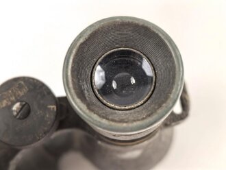Kaiserreich und 1.Weltkrieg, Fernglas 08 von Carl Zeiss Jena. Feldgrauer Originallack, Glasklare Durchsicht