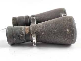 Kaiserreich und 1.Weltkrieg, Fernglas 08 von Carl Zeiss Jena. Feldgrauer Originallack, Glasklare Durchsicht