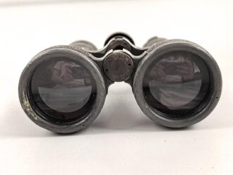 Kaiserreich und 1.Weltkrieg, Fernglas 08 von Carl Zeiss Jena. Feldgrauer Originallack, Glasklare Durchsicht