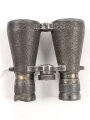Kaiserreich und 1.Weltkrieg, Fernglas 08 von Carl Zeiss Jena. Feldgrauer Originallack, Glasklare Durchsicht