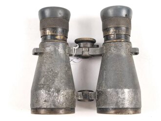 Kaiserreich und 1.Weltkrieg, Fernglas 08 von Busch Rathenow, Feldgrauer Originallack, Kammerstück, klare Durchsicht