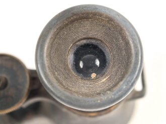 Kaiserreich und 1.Weltkrieg, Fernglas 08 von Busch Rathenow, Feldgrauer Originallack, Kammerstück, klare Durchsicht