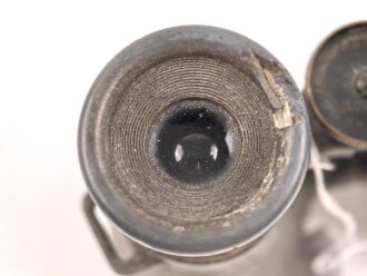 Kaiserreich und 1.Weltkrieg, Fernglas 08 von Busch Rathenow, Feldgrauer Originallack, Kammerstück, klare Durchsicht