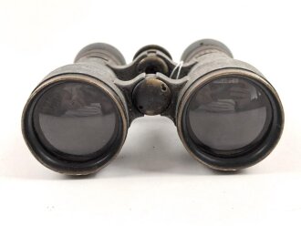 Kaiserreich und 1.Weltkrieg, Fernglas 08 von Busch Rathenow, Feldgrauer Originallack, Kammerstück, klare Durchsicht