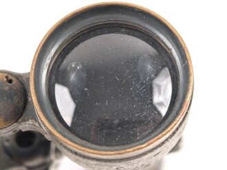 Kaiserreich und 1.Weltkrieg, Fernglas 08 von Busch Rathenow, Feldgrauer Originallack, Kammerstück, klare Durchsicht