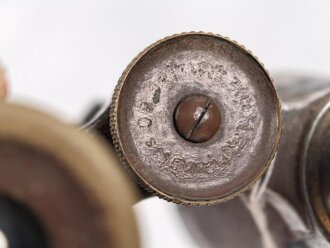 Kaiserreich und 1.Weltkrieg, Fernglas 08 von Busch Rathenow, Alt überlackiertes Stück, klare Durchsicht, Verstellringe schwer gängig