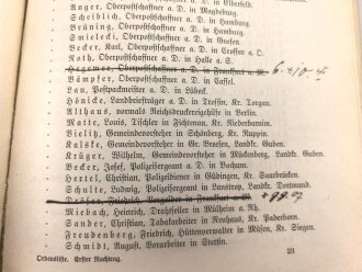 "Erster Nachtrag zur königlich Preußischen Ordensliste 1905" 634 Seiten, unter DIN A4