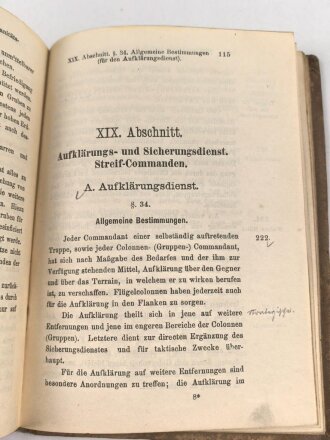"Dienstreglement für das k.u.k. Heer - Zweiter Teil" datiert 1896, 239 Seiten, kleinformat