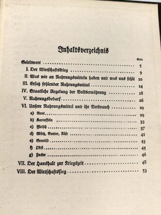 "Die Ernährung im Kriege" 54 Seiten, DIN A5