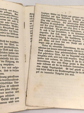 "Die Ernährung im Kriege" 53 Seiten, DIN A5