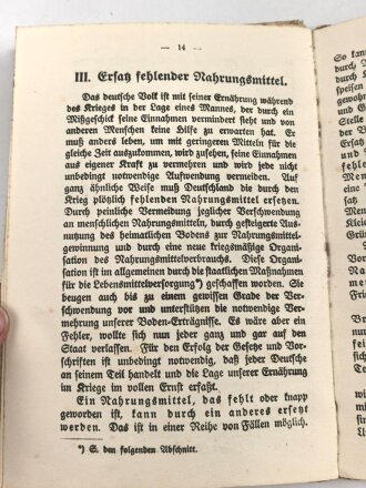 "Die Ernährung im Kriege" 53 Seiten, DIN A5