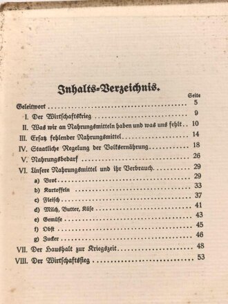 "Die Ernährung im Kriege" 53 Seiten, DIN A5