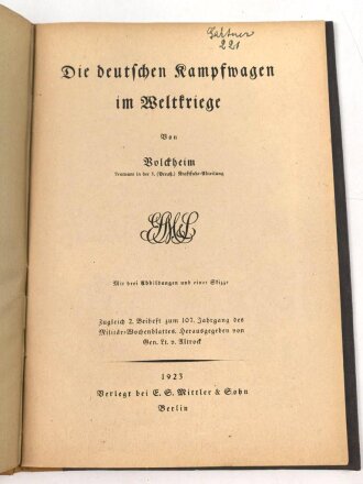 Bolckheim "Die deutschen Kampfwagen im...