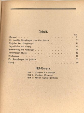 Bolckheim "Die deutschen Kampfwagen im Weltkriege" datiert 1923, 44 Seiten, unter DIN A4