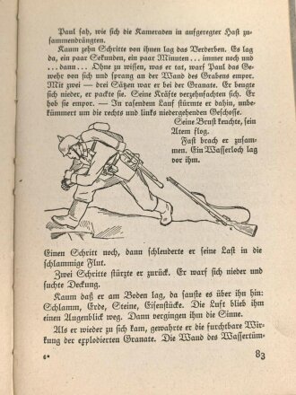"Der Fahnenträger von Verdun" datiert 1923, 95 Seiten, DIN A5, eine Seiten zerrissen und Einband lose
