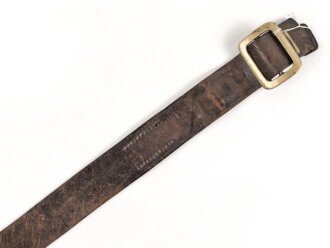 1.Weltkrieg, Mannschaftskoppel für Berittene. Der Riemen defekt und alt repariert, Gesamtlänge 104cm