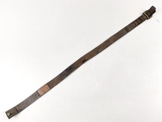 1.Weltkrieg, Mannschaftskoppel für Berittene. Der Riemen defekt und alt repariert, Gesamtlänge 104cm