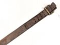 1.Weltkrieg, Mannschaftskoppel für Berittene. Der Riemen defekt und alt repariert, Gesamtlänge 104cm