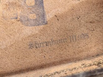 Koppeltasche für Sanitäter, frühes Stück mit Messingbeschlägen, ungereinigt, Leder zum Teil angetrocknet