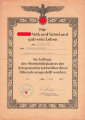 Heldentod Urkunde eines Stabsoberbootsmaat der Kriegsmarine, ausgestellt am 2.7.1943