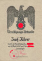 Vereidigungs-Urkunde für einen Amtsträger der NSDAP der am 20. April 1939 auf den Führer vereidigt wurde.