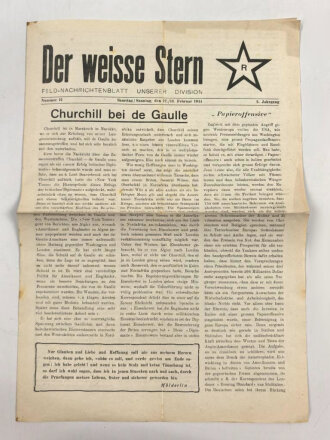 "Der weisse Stern - Feld Nachrichtenblatt unserer Division", Nummer 12 vom 12./13. Februar 1944