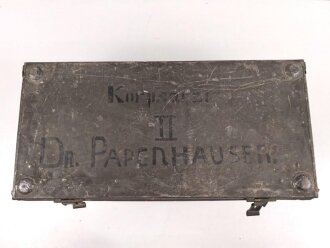 Kolonialamt 1913, Kammergestempelte Offizierskiste II  des Korpsarzt Dr. Papenhausen. Gebraucht, ungereinigt