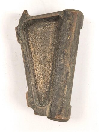 Kleine Wasserwaage in Messingvorrichtung. Frankreich ?. Datiert 1907, in Lederhülle, diese etwa 9,5cm lang