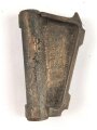 Kleine Wasserwaage in Messingvorrichtung. Frankreich ?. Datiert 1907, in Lederhülle, diese etwa 9,5cm lang