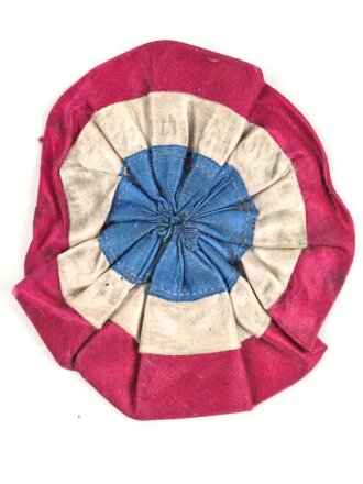 Frankreich, patriotische Stoffkokarde, Durchmesser etwa 7,5cm