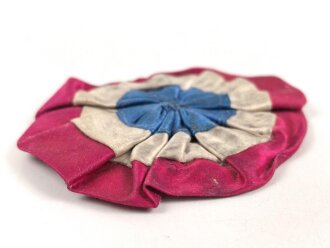 Frankreich, patriotische Stoffkokarde, Durchmesser etwa 7,5cm