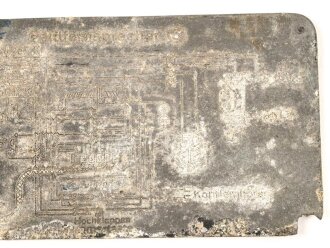 1.Weltkrieg, Typenschild zum Feldfernsprecher 16, ungereinigt