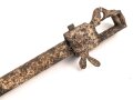1.Weltkrieg, mir unbekanntes Ausrüstungsteil, vermutlich Teil einer Lafette oder ähnliches, ungereinigter Bodenfund aus alter Sammlung.. Gesamtlänge etwa 70cm