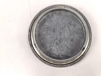 Luftwaffe Borduhr Bo-Uk 1 Bauart Junghans, defekt, eingebaut in dekoratives REPRO Aussenhautblech