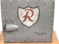 Luftwaffe Borduhr Bo-Uk 1 Bauart Junghans, defekt, eingebaut in dekoratives REPRO Aussenhautblech