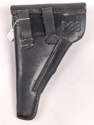 Pistolentasche P38 Wehrmacht. Ohne Herstellerstempel, das Magazinfach abgetrennt., Verschlussriemen erneuert