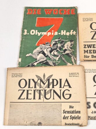 Olympiade 1936 Berlin, sechs Zeitungen zum Thema