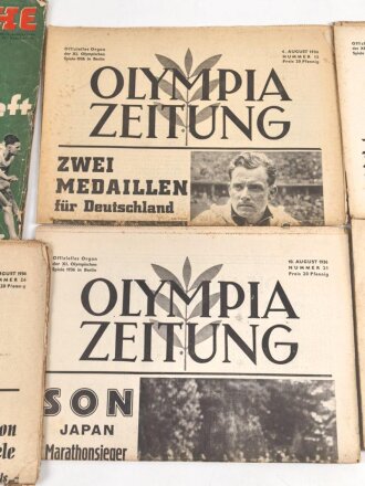 Olympiade 1936 Berlin, sechs Zeitungen zum Thema