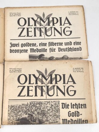 Olympiade 1936 Berlin, sechs Zeitungen zum Thema