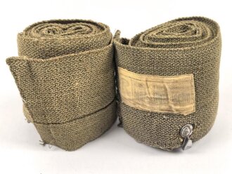 1.Weltkrieg, Paar Wickelgamaschen graugrün. Stark getragenes Paar