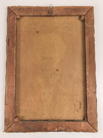 1.Weltkrieg, Ölbild auf Leinwand, einen Angehörigen der Kraftfahrtruppe darstellend. Maße 47 x 66cm, Signiert und datiert 1915